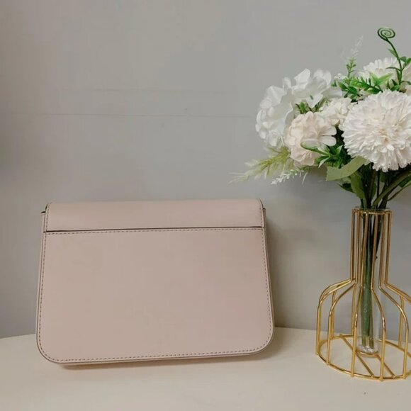 Michael Kors Sloan Large Shoulder Bag Leather Handbag Purse Ballet Pink Gold NEW - Picture 5 of 11